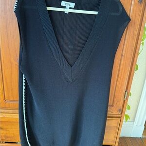 COS Deep V-Neck Black Knit Top